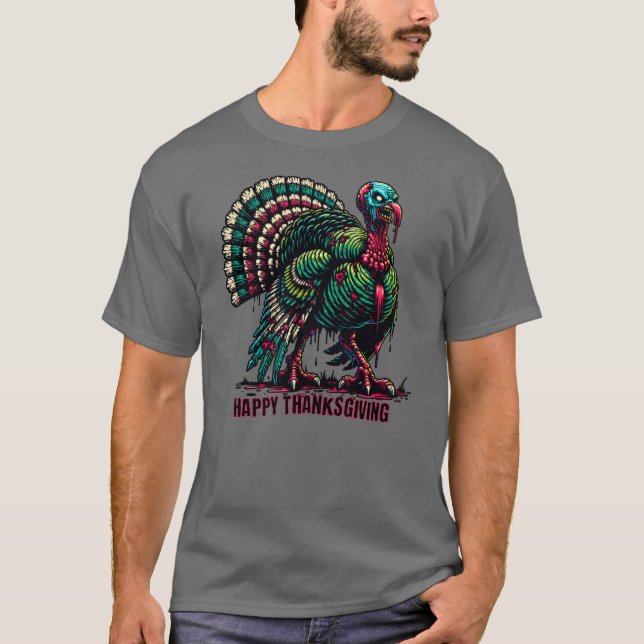 Zombie Erntedank Türkei T-Shirt (Vorderseite)