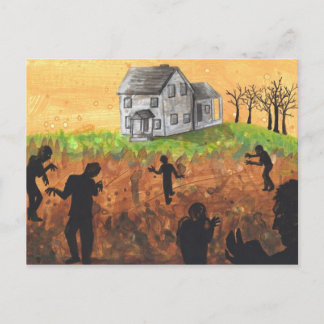 Zombie Ferme silhouette art sombre horreur carte p