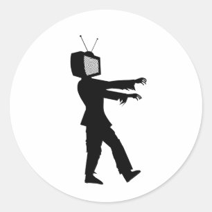 Zombie FernsehTyp durch Chillee Wilson Runder Aufkleber