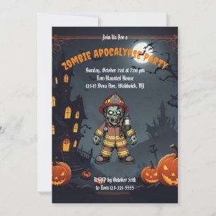 Zombie Feuerwehrmann. Zombie Apokalypse Party Einladung