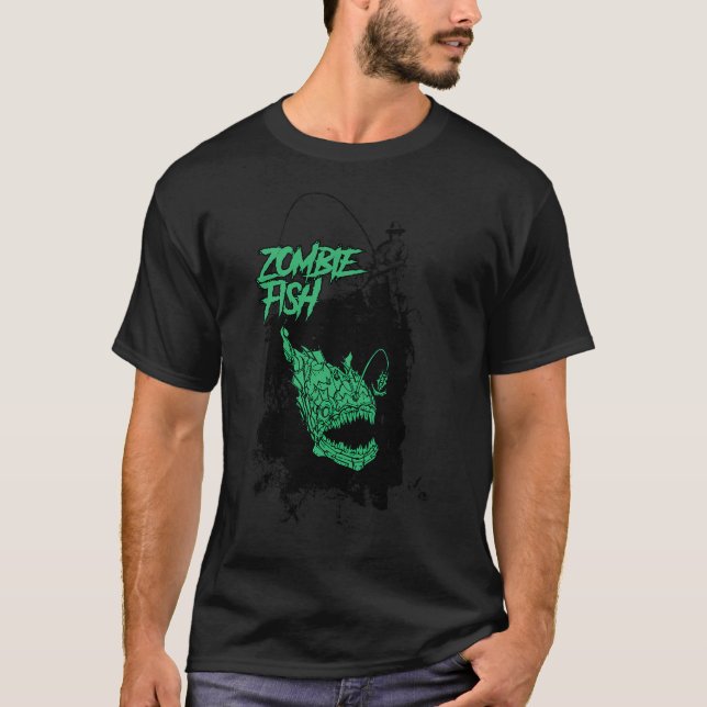 Zombie-Fisch-Angler-Geschenk T-Shirt (Vorderseite)