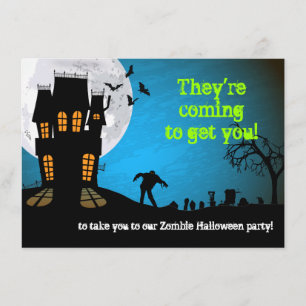 Zombie-Friedhof-Halloween-Party Einladung