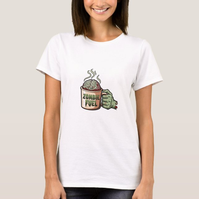 Zombie Fuel Brain Coffee Halloween T - Shirt (Vorderseite)