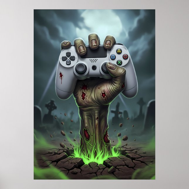 Zombie-Gamer-Hand - Untote Controller-Griff Poster (Vorne)