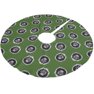 Zombie-Gesicht auf Grün Polyester Weihnachtsbaumdecke