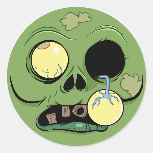 Zombie-Gesicht mit Augentropfen Runder Aufkleber (Vorderseite)