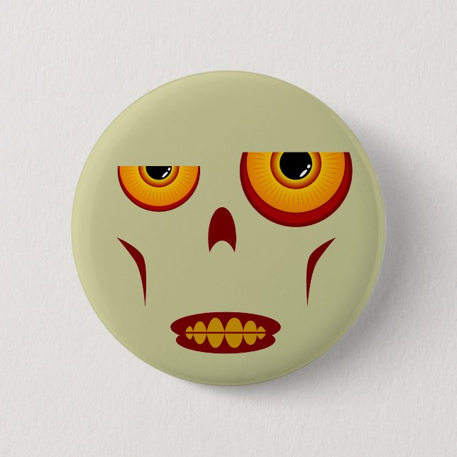 Zombie-Gesicht - zusammengepreßter Zahn-Knopf Button (Vorderseite)