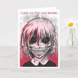 Zombie Girl Horror Style Funny Valentine's Day Karte