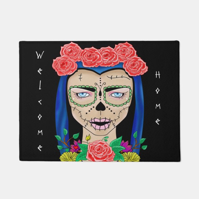 Zombie Girl Illustration mit einer Krone von Rose Fußmatte (Vorderseite)