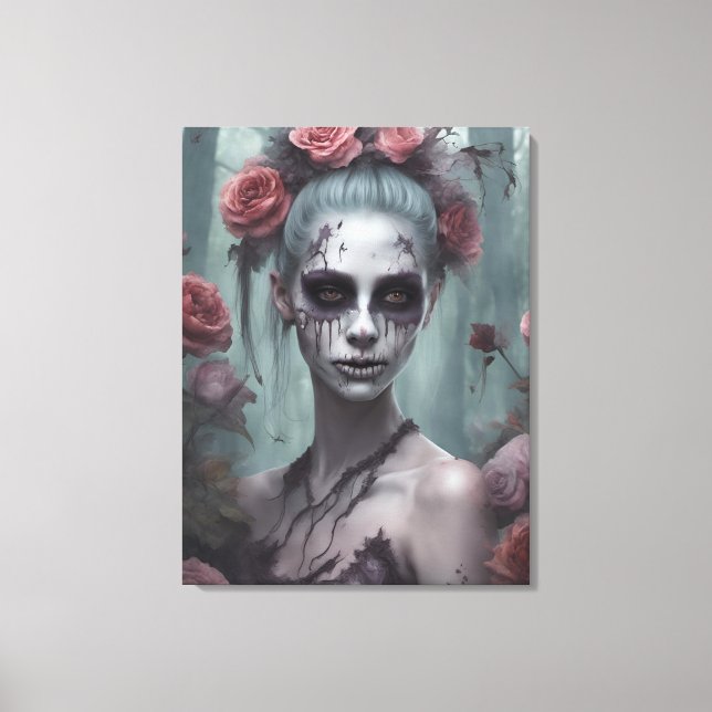 Zombie Girl in den Rose Leinwanddruck (Vorderseite)