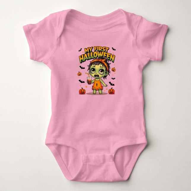 Zombie Girl Mein erstes Halloween Baby Strampler (Vorderseite)