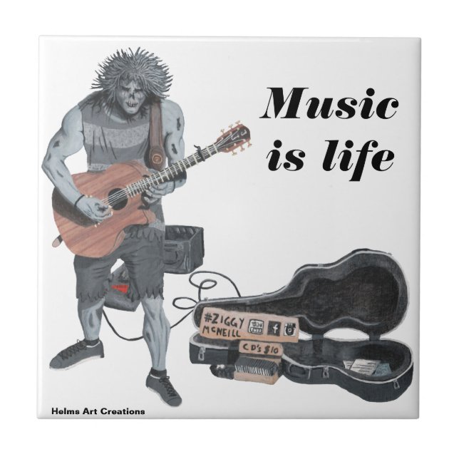 Zombie-Gitarren-Musiker-moderne Fliese (Vorderseite)