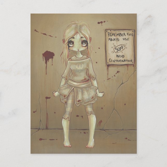 Zombie gosse fille mignonne carte postale undead g (Devant)