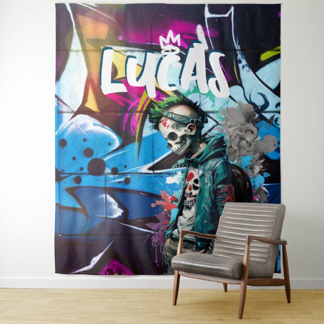 Zombie Graffiti Room Décor Monogram Wandteppich (Beispiel)