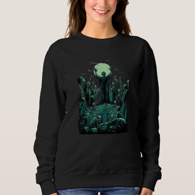 Zombie Graveyard Moon Skeleton For Mom and Dad Boy Sweatshirt (Vorderseite)