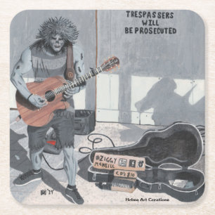 Zombie Guitar Musician Fantasy Art Paper Untersetz Rechteckiger Pappuntersetzer