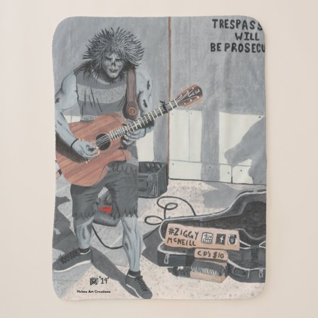 Zombie Guitar Musician Fantasy Art Sherpa Blanket Sherpadecke (Vorderseite)