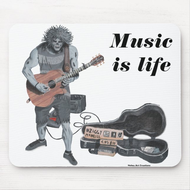 Zombie Guitar Musician Life Mousepad (Vorne)