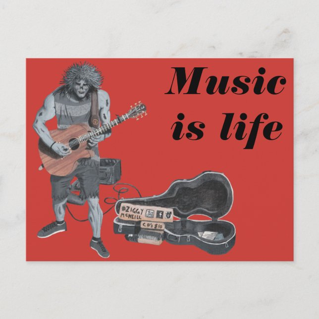 Zombie Guitar Rock Musician Fantasy Postkarte (Vorderseite)