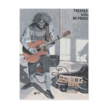 Zombie Guitar Street Musician Fantasy Postcard