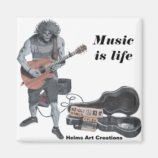 Zombie Guitare Musicien Vie Magnet (Devant)