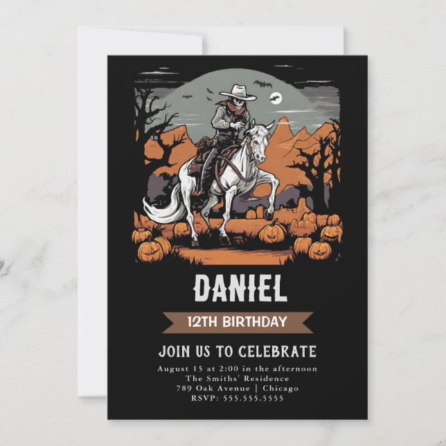 Zombie Halloween Cowboy Einladung zum Geburtstag (Vorderseite)
