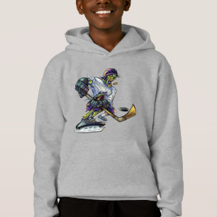 Zombie Halloween Hockey Player Funny Boy's Hoodie