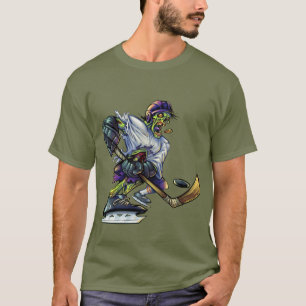 Zombie-Halloween-Hockeyspieler Lustiger Herren T-Shirt