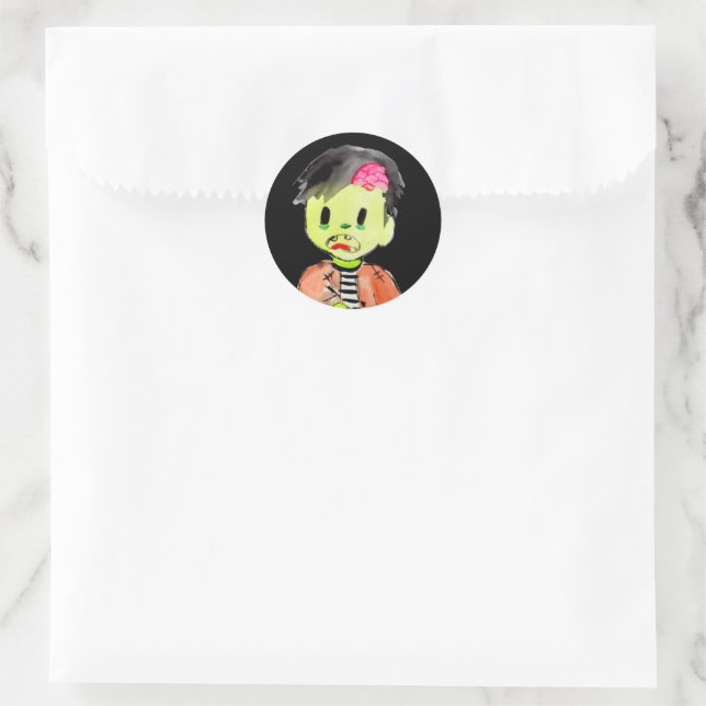 Zombie Halloween-Kindergeburtstagsaufkleber Runder Aufkleber (Tasche)