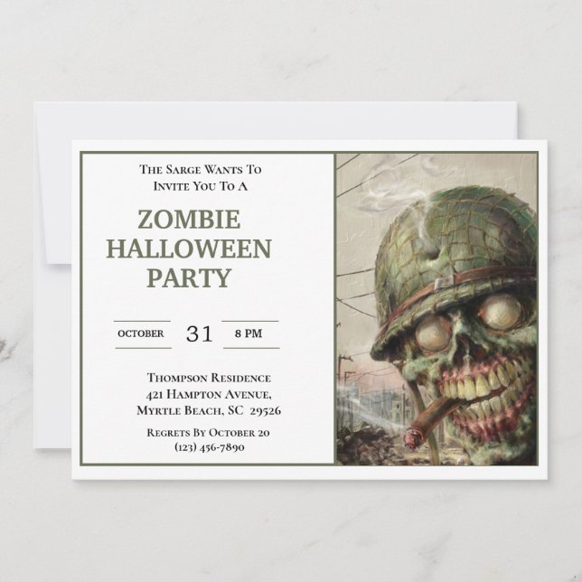 Zombie Halloween-Party Einladungen (Vorderseite)