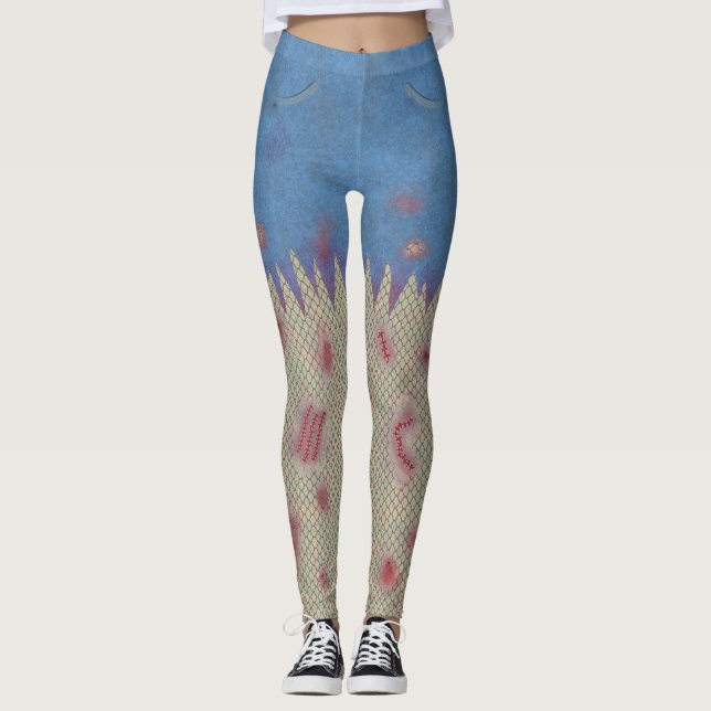 Zombie Halloween schrammt Stich-lustiges Kostüm Leggings (Vorderseite)