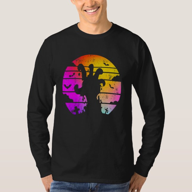 Zombie Hand Beängstigend farbenfrohe Halloween T-Shirt (Vorderseite)