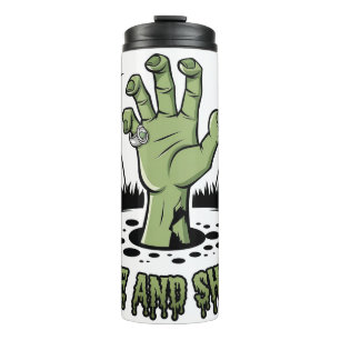 Zombie Hand Rising Halloween Design Spaß und Spook Thermosbecher