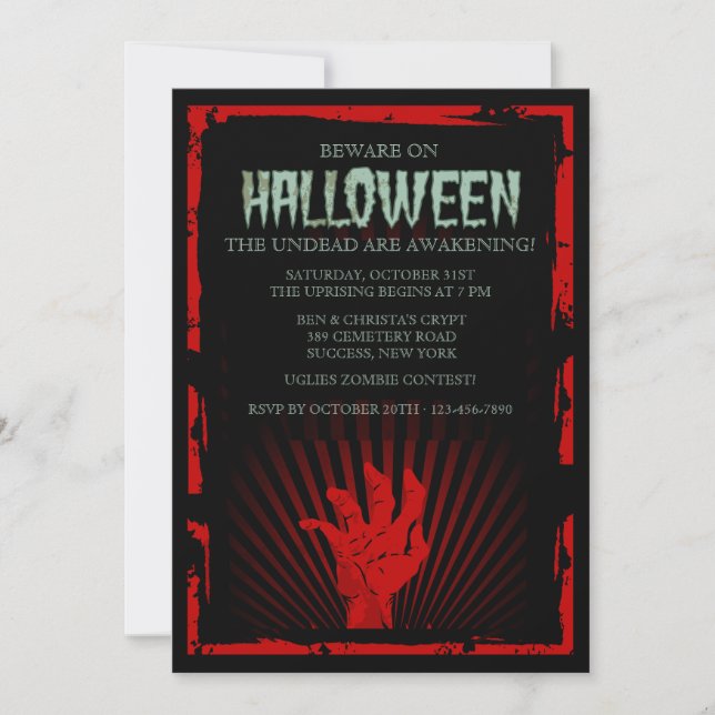 Zombie-HandHalloween-Party-Einladung Einladung (Vorderseite)