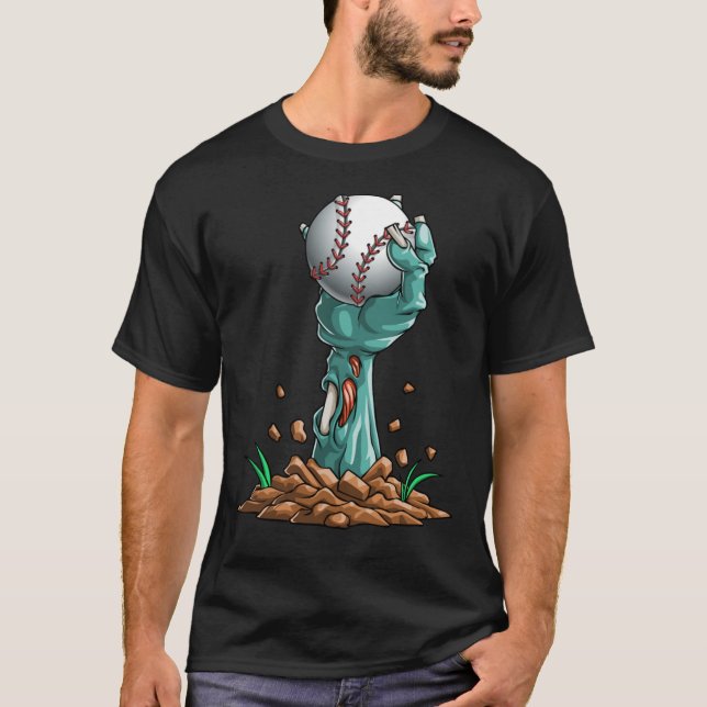 Zombie Hands Baseball Funny Halloween Horror Scary T-Shirt (Vorderseite)