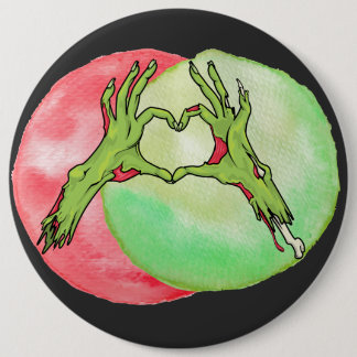 Zombie Hands, die Herzform machen, Liebe Halloween Button