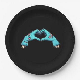 Zombie Hands Heart Halloween Spooky Pappteller