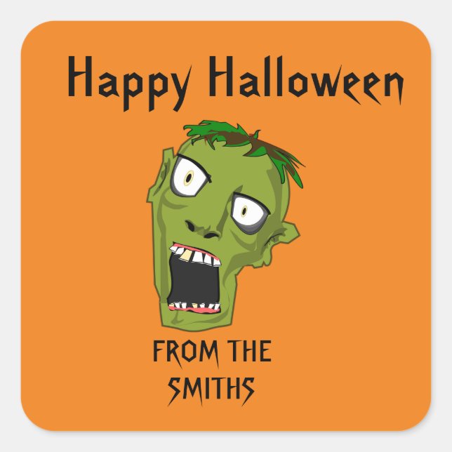 ZOMBIE HAPPY HALLOWEEN CARRÉ STICKER (Devant)