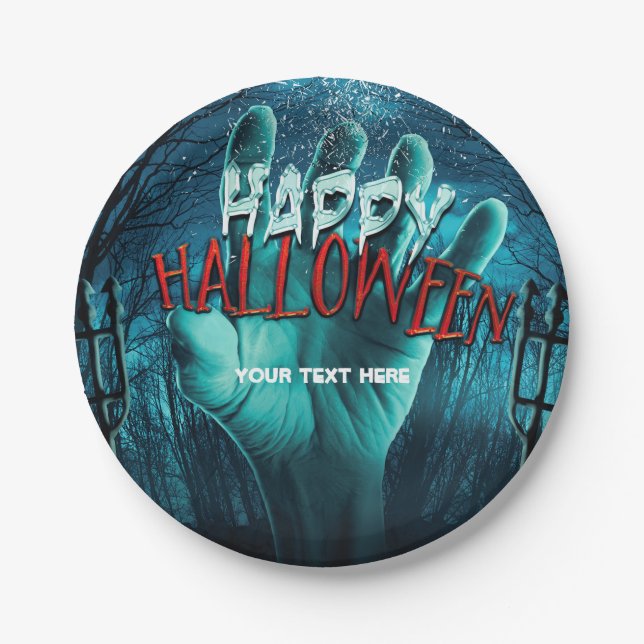 Zombie Happy Halloween Party Pappteller (Vorderseite)
