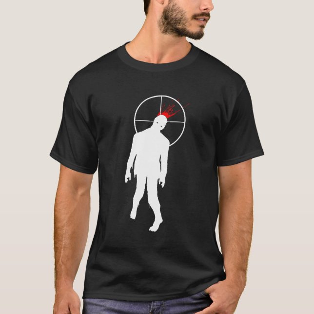 Zombie Hauptschuß! - Schwarzes T-Shirt (Vorderseite)