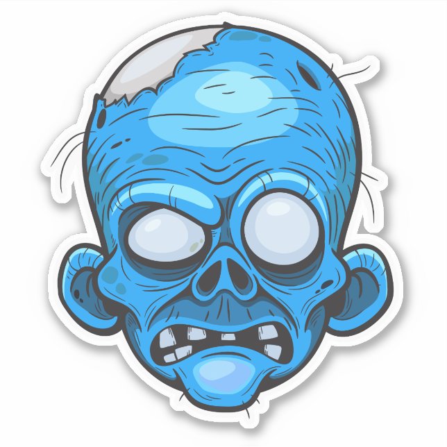 Zombie Head Illustration Art Aufkleber (Vorderseite)