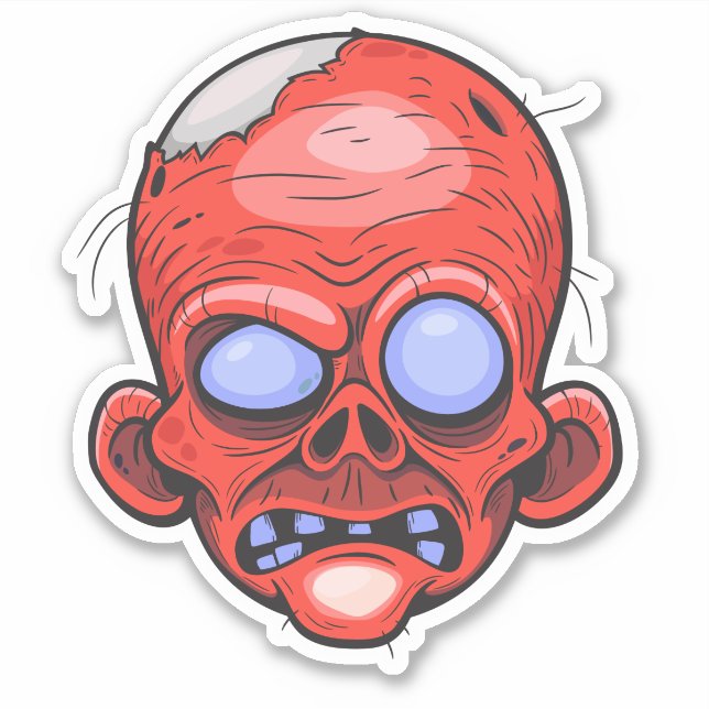 Zombie Head Illustration Art Aufkleber (Vorderseite)
