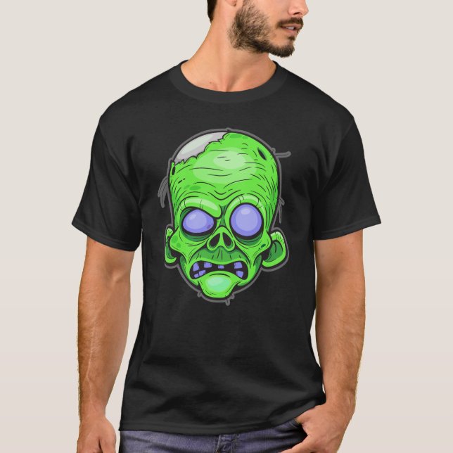 Zombie Head Illustration Art T-Shirt (Vorderseite)