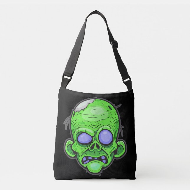 Zombie Head Illustration Art Tragetaschen Mit Langen Trägern (Vorderseite)