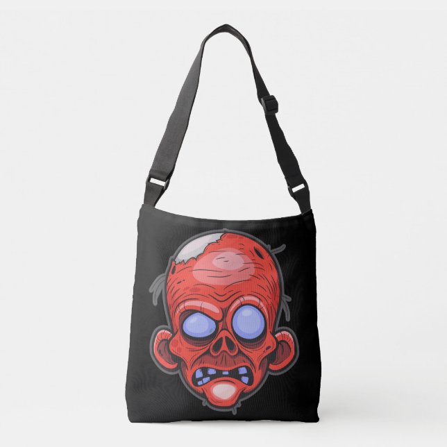 Zombie Head Illustration Art Tragetaschen Mit Langen Trägern (Vorderseite)