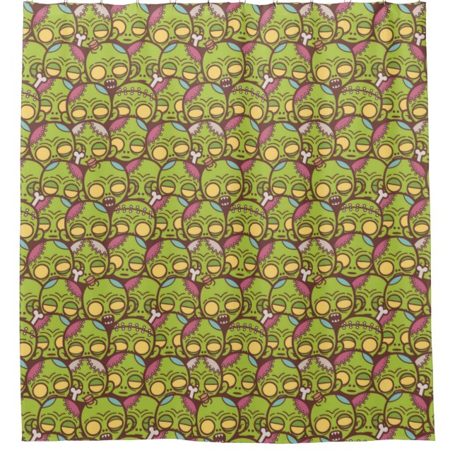 Zombie Head Nahtloses Muster Duschvorhang (Vorderseite)