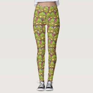Zombie Head Nahtloses Muster Leggings