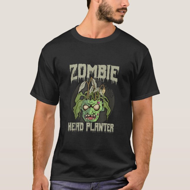 Zombie Head Planter Pot Garden Garden Halloween T-Shirt (Vorderseite)