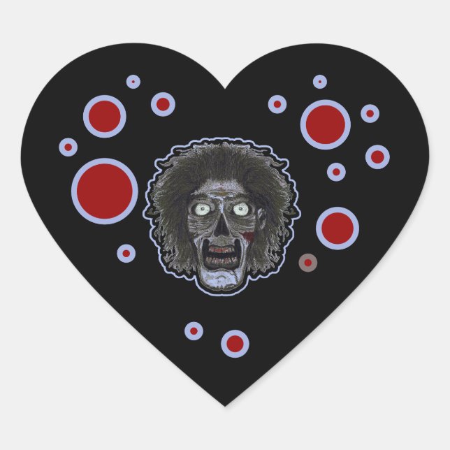 Zombie-Herz Schwarz Herz-Aufkleber (Vorderseite)