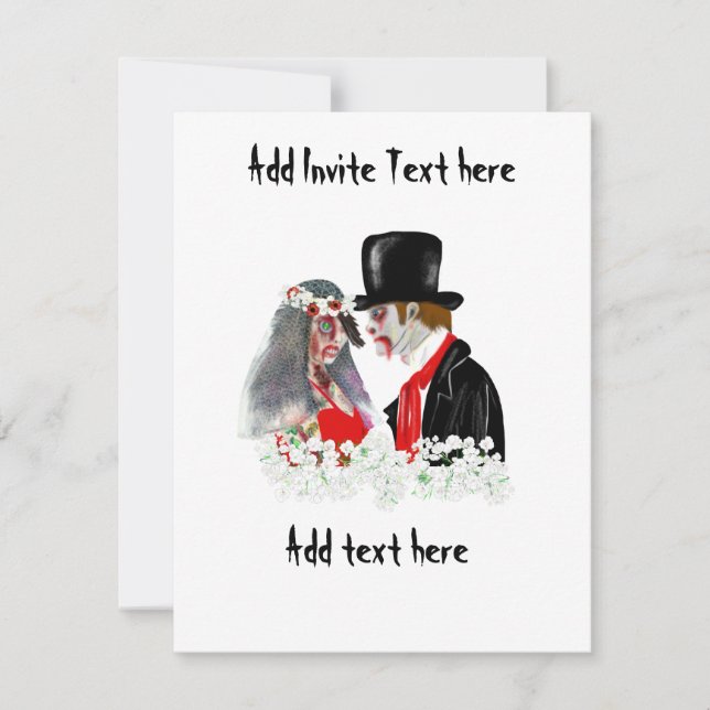 Zombie Hochzeitshöhe und Bräutigam personalisiert Einladung (Vorderseite)
